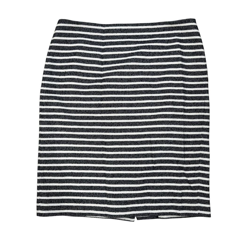 Ann Taylor Skirt Black White Tweed Boucle Striped Casual Career